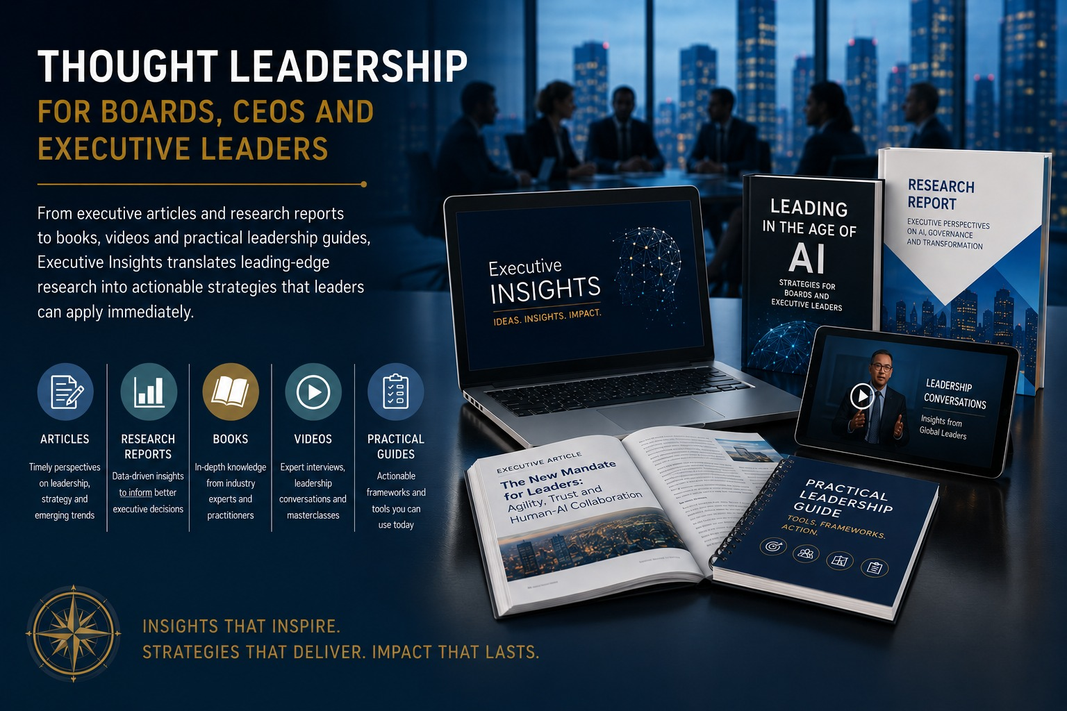 Thought leadership for Boards, CEOs and executive leaders — articles, research reports, books, videos and practical leadership guides