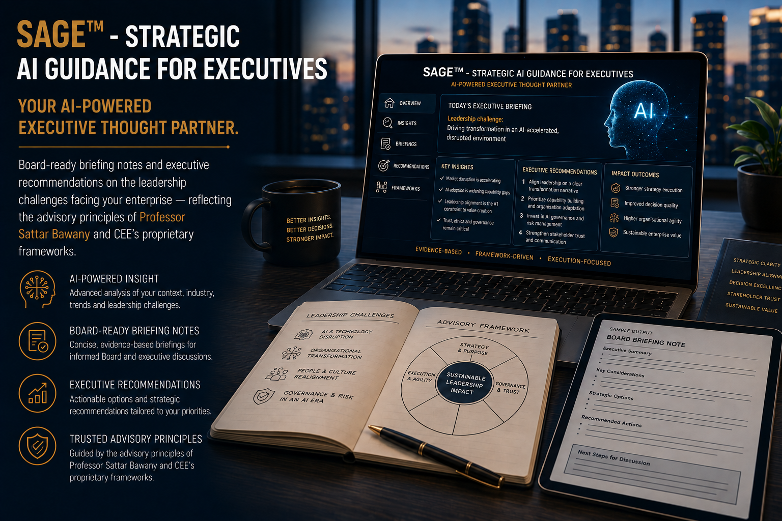 SAGE™ – Strategic AI Guidance for Executives — your AI-powered executive thought partner